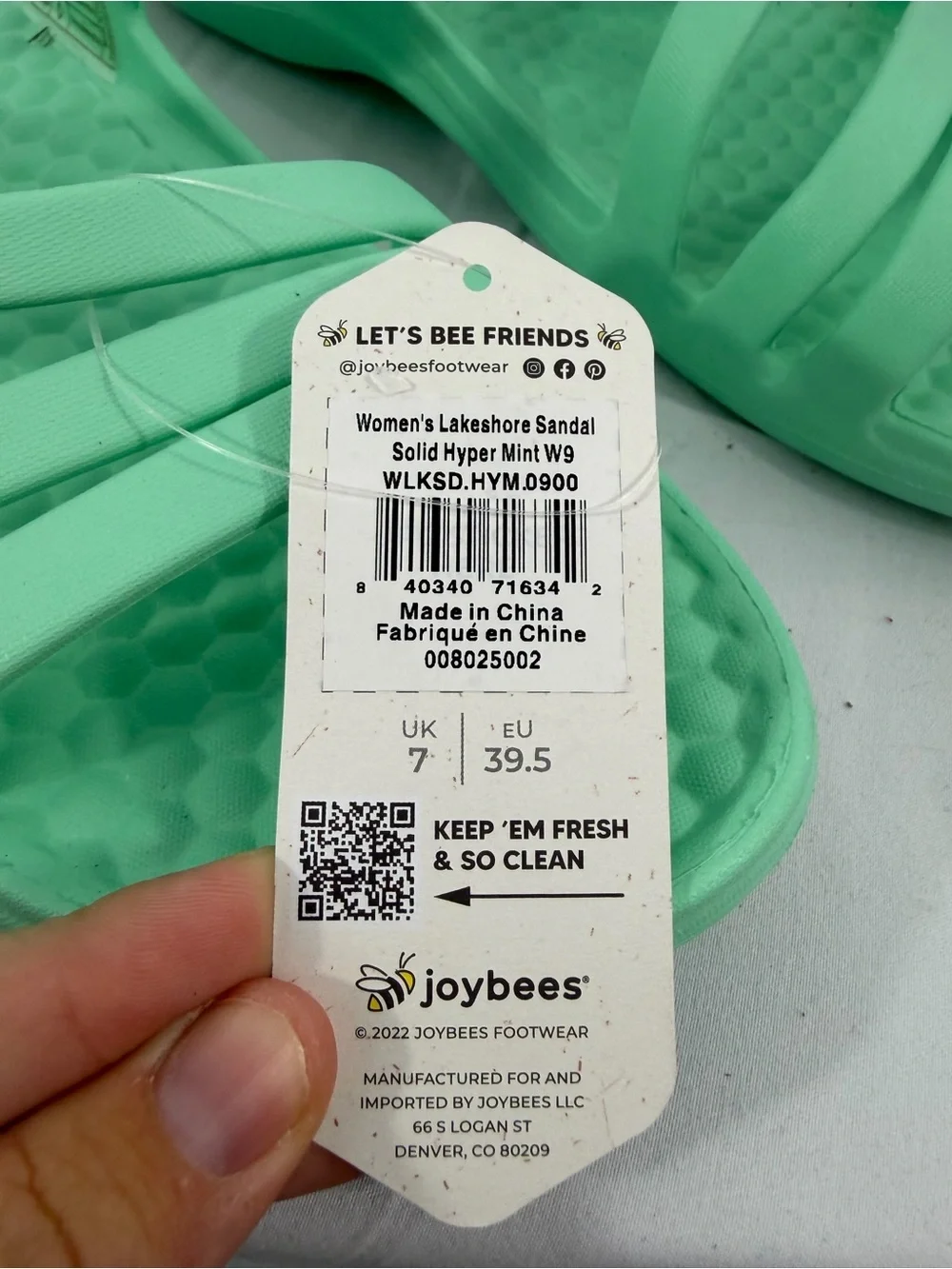NWT Joybees Women’s Size 9 Mint Green Slip-On Sandals